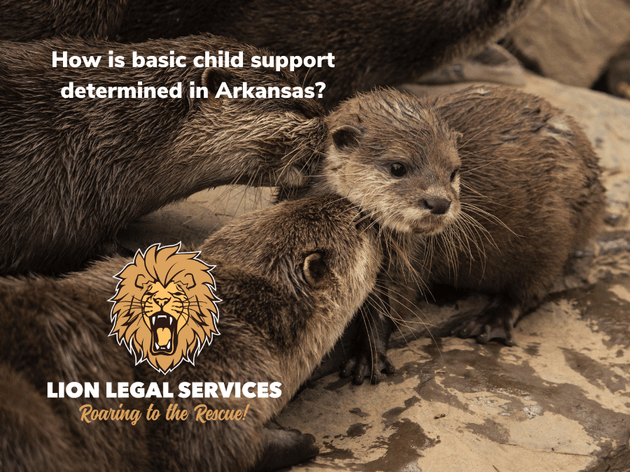 This photo of a family of otters is on the cover slide for the blog article, "How is basic child support determined in Arkansas?"