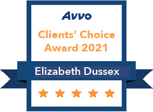 Clickable link to Elizabeth Dussex's Avvo lawyer reviews page.