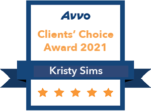 Clickable link to Kristy Sims's Avvo lawyer reviews page.
